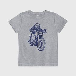 Детская футболка Лабрадор байкер на мотоцикле чоппере