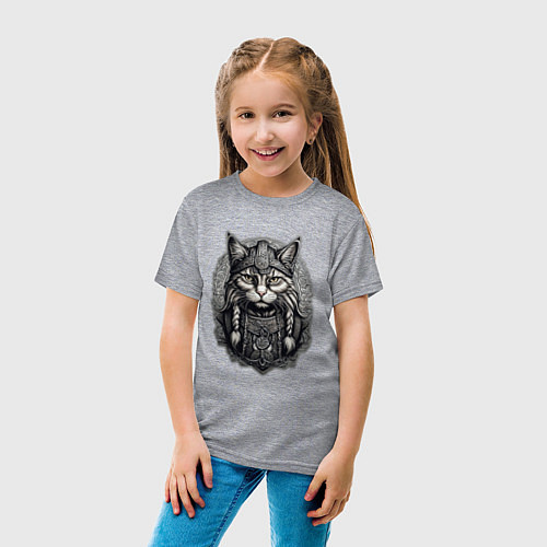 Детская футболка Viking cat / Меланж – фото 4