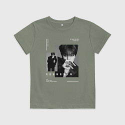 Футболка хлопковая детская Stray kids Seungmin, цвет: авокадо