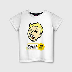 Футболка хлопковая детская Vault boy - covid 19, цвет: белый