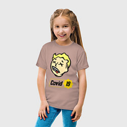 Футболка хлопковая детская Vault boy - covid 19, цвет: пыльно-розовый — фото 2