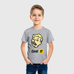 Футболка хлопковая детская Vault boy - covid 19, цвет: меланж — фото 2