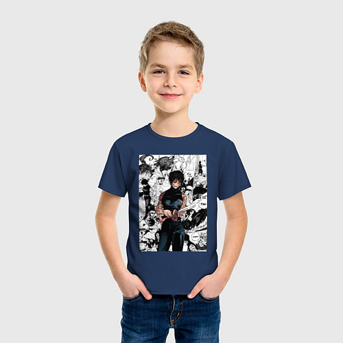 Детская футболка Магическая битва Маки Дзэнин коллаж / Тёмно-синий – фото 3