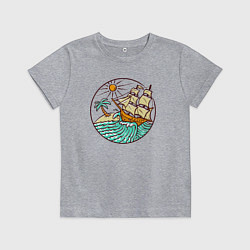 Детская футболка Кораблик и волны