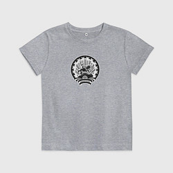 Футболка хлопковая детская Герб Башкортостана черно-белый, цвет: меланж