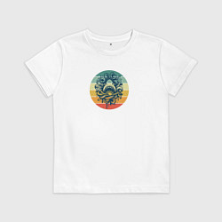 Детская футболка Акула в волнах на фоне полосок