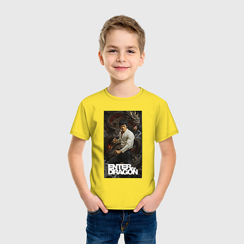 Детская футболка Брюс Ли - выход дракона / Желтый – фото 3