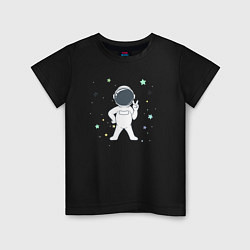 Футболка хлопковая детская Peace spaceman, цвет: черный