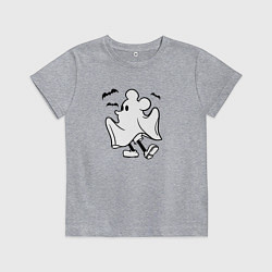 Футболка хлопковая детская Микки - приведение, цвет: меланж