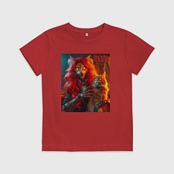 Детская футболка Ведьма с рыжим котом - хэллоуин