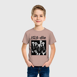 Футболка хлопковая детская G I-dle группа в стиле империи, цвет: пыльно-розовый — фото 2