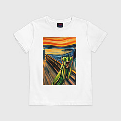 Детская футболка Богомол кричит на картине Эдварда Мунка - мем иску