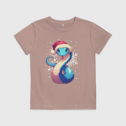 Детская футболка Синяя змея с снежинками