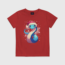 Детская футболка Синяя змея с снежинками