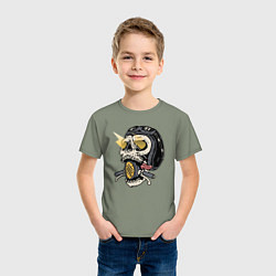 Футболка хлопковая детская Смертельный байк, цвет: авокадо — фото 2