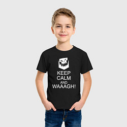 Футболка хлопковая детская Warhammer keep calm and waaagh, цвет: черный — фото 2