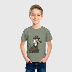 Футболка хлопковая детская Гусь агент с ножом, цвет: авокадо — фото 2
