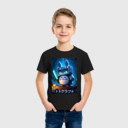 Футболка хлопковая детская Totoro and Minecraft - collaboration, цвет: черный — фото 2