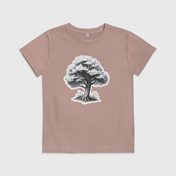 Детская футболка Скетч черно-белый дерево