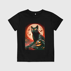 Детская футболка Стимпанк кот в очках - нейроарт