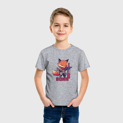 Детская футболка Лис воин / Меланж – фото 3