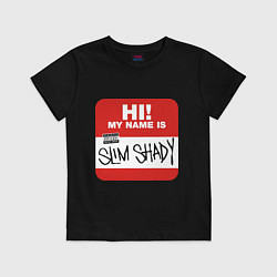 Футболка хлопковая детская Eminem - slim shady sticker, цвет: черный