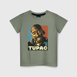 Футболка хлопковая детская Tupac - all eyez on me, цвет: авокадо