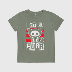 Футболка хлопковая детская Кот - я все еще мурлычу, цвет: авокадо