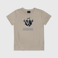 Футболка хлопковая детская Hardcore will never die, цвет: миндальный