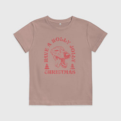 Футболка хлопковая детская Новогодний грейхаунд, цвет: пыльно-розовый