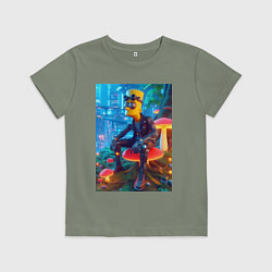 Детская футболка Барт Симпсон сидит на сказочном грибе - нейроарт ф