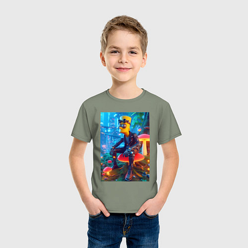 Детская футболка Барт Симпсон сидит на сказочном грибе - нейроарт ф / Авокадо – фото 3