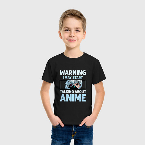 Детская футболка Warning i may start talking about anime / Черный – фото 3