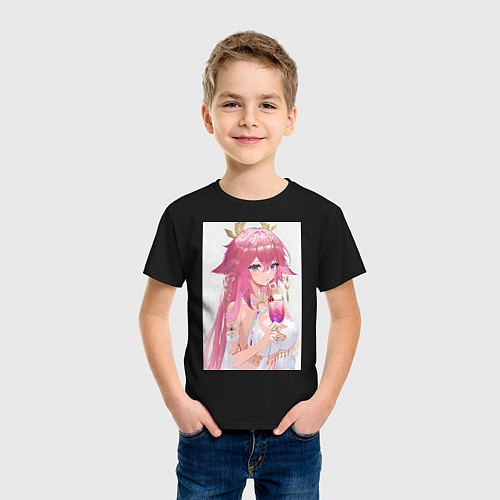 Детская футболка Genshin Impact Яэ Мико / Черный – фото 3