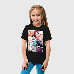 Футболка хлопковая детская Дандадан: Момо Аясэ, цвет: черный — фото 2