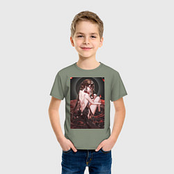 Футболка хлопковая детская Геншин Ху Тао, цвет: авокадо — фото 2