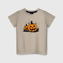 Футболка хлопковая детская Pumpkins, цвет: миндальный