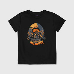 Футболка хлопковая детская Ночь хэллоуина, цвет: черный