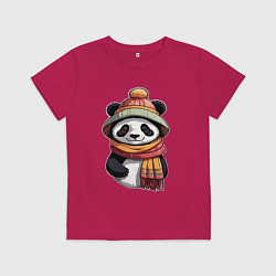 Детская футболка Панда в шапке и шарфе