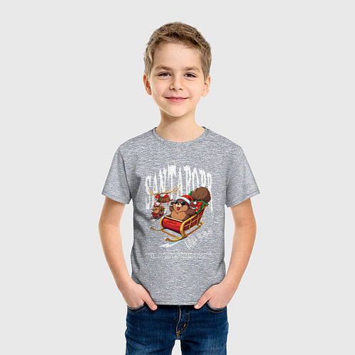 Детская футболка Санта бобр курва / Меланж – фото 3