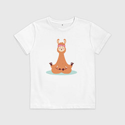 Детская футболка Лама в позе лотоса занимается йогой