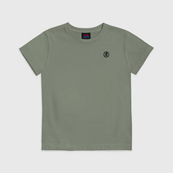 Футболка хлопковая детская Кто к нам с мечом придет хризма черная текст кругл, цвет: авокадо