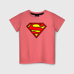 Футболка хлопковая детская Superman logo, цвет: коралловый