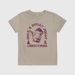 Детская футболка Свинья в новогодней шапке