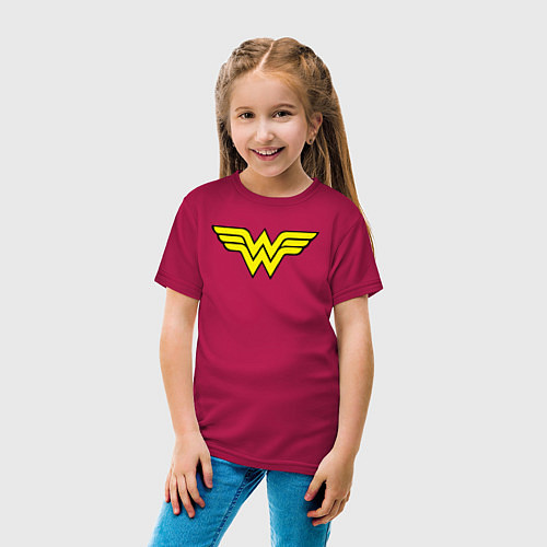 Детская футболка Wonder woman logo / Маджента – фото 4