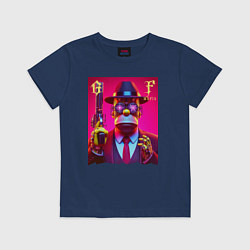 Футболка хлопковая детская Cyber godfather Homer Simpson - mafia, цвет: тёмно-синий