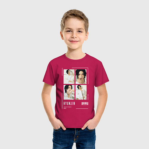 Детская футболка Hyunjin stray kids cute / Маджента – фото 3