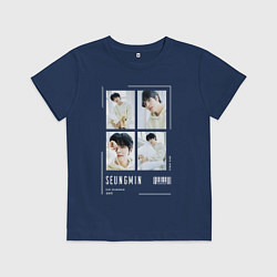 Футболка хлопковая детская Seungmin stray kids cute, цвет: тёмно-синий