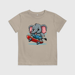 Детская футболка Слонёнок крутой скейтбордист - нейроарт