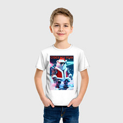 Футболка хлопковая детская Cyber new year - polar bear, цвет: белый — фото 2